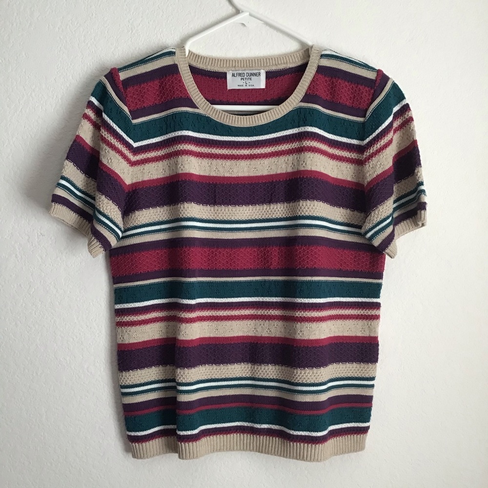 Multi-colored striped knit top